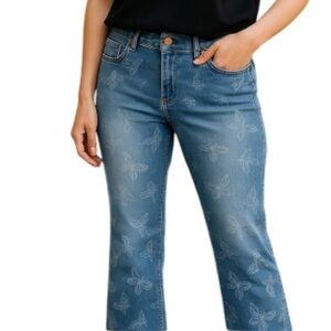 CREAM Mason Butterfly Cropped Shape Fit Jeans Blue Light Wash Mid Rise Fray 30